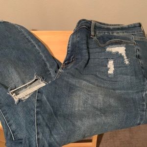 Judy blue jeans with shark bite hems.